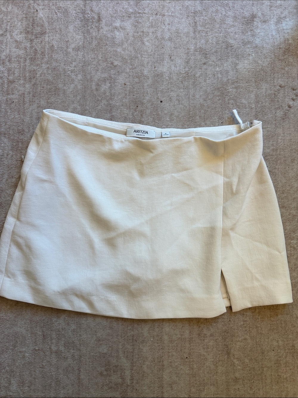 Aritzia Cream Wrap-Front Mini Skort